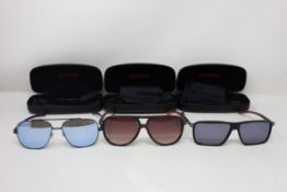 A pair of Ducati single hinge square sunglasses (DA5024) (001 59 14-140), a pair of Ducati pilot