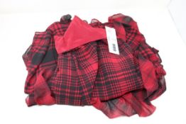 An as new Ralph Lauren ruffled tartan plaid maxiskirt (Size 4).