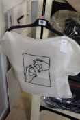An as new Amie Ellis The Morning After Collection Eve ‘Heart in Hands’ hand embroidered T-shirt (M -