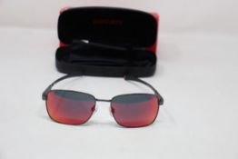 Two pairs of Ducati dark gun grey mirrored red pilot sunglasses (DA7024) (900 57 17-145).