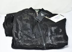A men's as new Tom Rebl jacket in black (52) with matching trousers/pants (50).