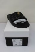 A pair of women's boxed as new Meena Eagle Quilted Slippers in black (EU 39, some minor damage to