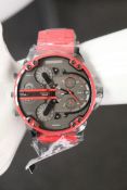 A man's as new Diesel DZ7370 Daddy 2.0 Red Chronograph 57mm Watch (No Case).