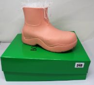 A pair of Bottega Veneta Puddle Pink Rubber Ankle Boots (EU 40, as new but have some feint grubby