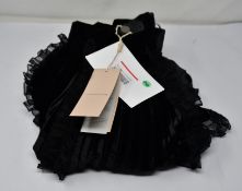 A Christopher Kane black pleated velvet frill maxi skirt (Size Europe 44).
