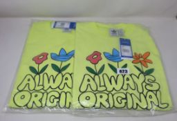 Six women's as new Adidas Originals Graphic Long Sleeve Tops in pulse yellow (UK Sizes: 4 x 12, 2