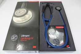 A boxed as new Littmann Cardiology IV Stethoscope (Black & Navy 6168).