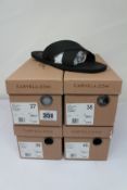 Four pairs of boxed as new Carvela 'Lune' Sandals in black (EU 37, 38, 39 and 40).