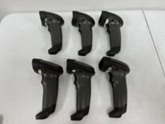 Six pre-owned Symbol LS2208 Barcode Scanners.