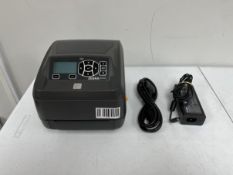 A pre-owned Zebra ZD500 203dpi Thermal Label Printer (P/N: ZD50042-T0E200FZ) (PSU included).