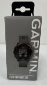 A boxed as new Garmin Forerunner 245 GPS Running Watch in Slate Grey (P/N: 010-02120-10 EAN: 7537592