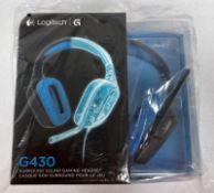 A boxed as new Logitech G Series G430 Surround Sound Gaming Headset in Black/Blue (P/N: 981-000536 E