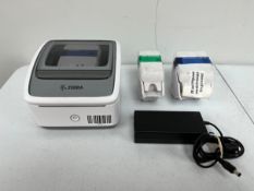 A pre-owned Zebra ZSB-DP14 Wi-Fi Bluetooth Thermal Label Printer (PSU and label cartridges included)