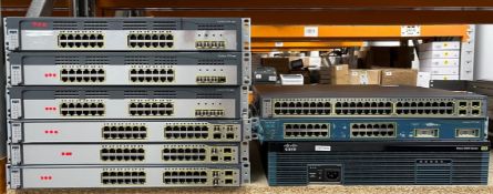 COLLECTION ONLY: Nine pre-owned Cisco networking items- 1 x 2900 Series 2951 Integrated Services Rou