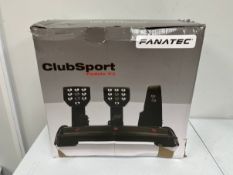 A Fanatec Clubsport Pedals V3 Driving Sim Controller (Unused, some damage from transit. Boxed, damag