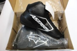 Three pairs of as new Alpinestars Tech-1 Start V2 Shoes in Black/White (Sizes 2x US 11 and 1x US