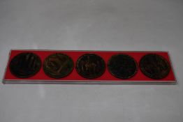 A set of five Belarus Khatyn Massacre Memorial/Commemorative Coins/Medals to include 'The Unbowed
