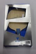 An as new Victas Liam Pitchford FL Signature Table Tennis Bat, OFF+ (REF: 029904) (Box has some