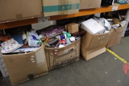 Four boxes full of miscellaneous small items to include supplements and stationery.