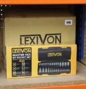 Five boxed as new Lexivon Master Hex Bit Socket Sets (32-piece, Metric 2-19mm/SAE 5/64
