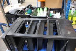 Various items for a dog grooming parlour to include a grooming table with harnesses, a Pet Dryer