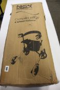 A boxed as new Compact Easy by NRS 4 Wheel Rollator in Silver.