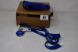 A pre-owned Socket Mobile S740 Bluetooth Barcode Scanner - Blue (Viewing advised, UK adaptor