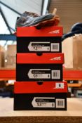 Three pairs of men's boxed as new Altra Lone Peak 4.5 Running Shoes in grey/orange (UK 9.5, 10.5 and