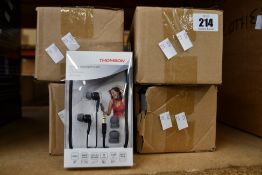Forty pairs of Thomson in-ear headphones.