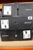 Three pairs of Steeds trail black pull on boots (Size 3 x 42).