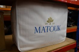 An as new Matouk Valletto Queen Comforter, new pure European Goose Down 85% (Size 90 x 96 inches),