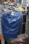 Five as new pairs of Meyer B-Palma Stretch Cotton Shorts, four in Navy (Sizes 2x 32W and 2x 34W) and