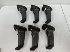 Six pre-owned Symbol LS2208 Barcode Scanners.