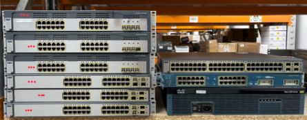COLLECTION ONLY: Nine pre-owned Cisco networking items- 1 x 2900 Series 2951 Integrated Services Rou