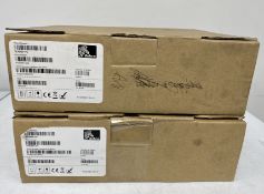 Two boxed as new Zebra QLN420-VC Docking Stations (PSU included. Some cosmetic damage to boxes).