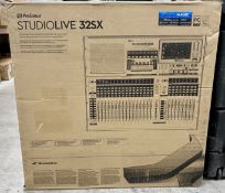 A boxed as new PreSonus StudioLive 32SX Compact 32-Channel Digital Mixer (Box sealed, slome damage t