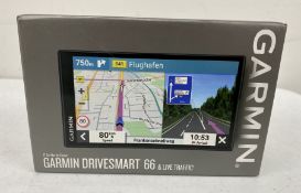 A boxed as new Garmin DriveSmart 66 Sat Nav (EAN: 753759281168 P/N: 010-02469-10) (Grade A+).