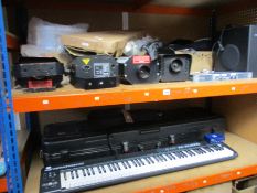 Miscellaneous music and stage related items to include pre-owned keyboards (May be damaged) and an