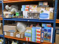 Assorted toys games and related to include Monster Jam Grave Digger trucks and JoyKip JK-600