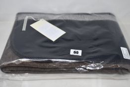 An as new Alicia Adams Alpaca Field Blanket in Chocolate/Black/Dark Grey.