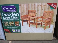 A boxed as new Kingfisher Hardwood Garden Patio Love Seat.