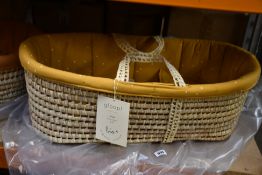 An as new Gloop! Moses Basket With Boho Design.