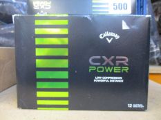 Five boxes of twelve Callaway CXR Power low compression powerful distance golf balls.