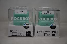 Seven as new Fresh and Rebel Rockbox cube speakers.