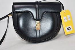 A pre-owned Celine Besace Black Leather Bag (Overall Good Condition).