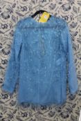 A pre-owned Emilio Pucci Feather Detail Long Sleeve in Blue (Size UK 10).