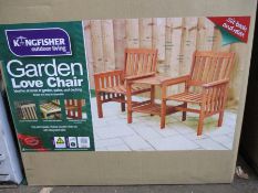 A boxed as new Kingfisher Hardwood Garden Patio Love Seat.
