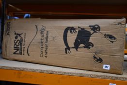 A boxed as new Compact Easy by NRS 4 Wheel Rollator in Silver.