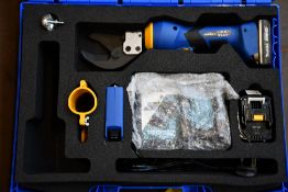 An as new Klauke ES32CFM Battery Hydraulic Cable Cutter, suitable for Cu and Al Cables up to 32mm,