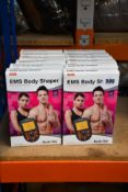 Twelve boxes of EMS Body Shaper On The Go body toning devices (Model BT-BOSH).